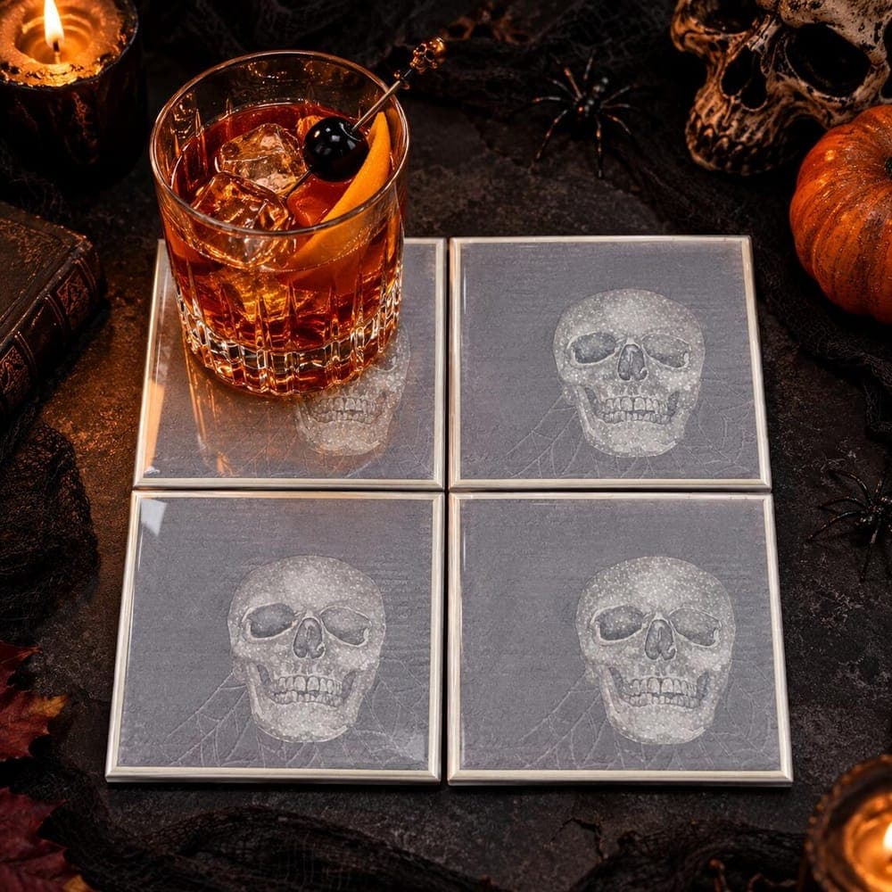 Gothic Skull & Spiderweb Coasters