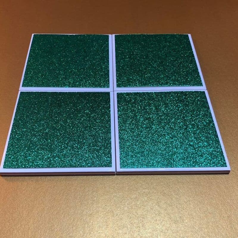 Red & Green Glitter Christmas Coasters