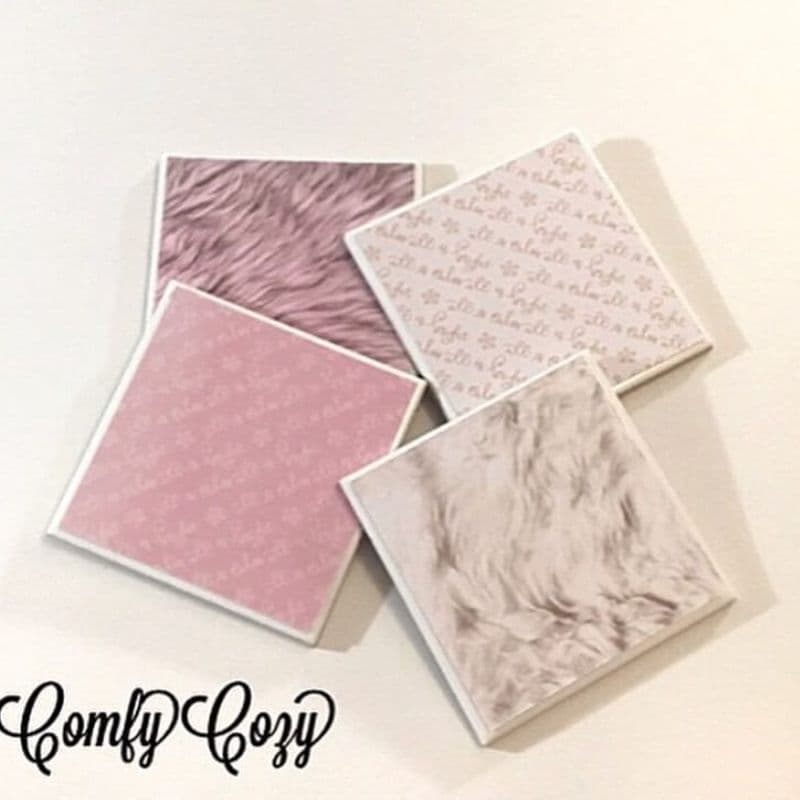Fluffy Shag & “All Is Calm” Christmas Coasters