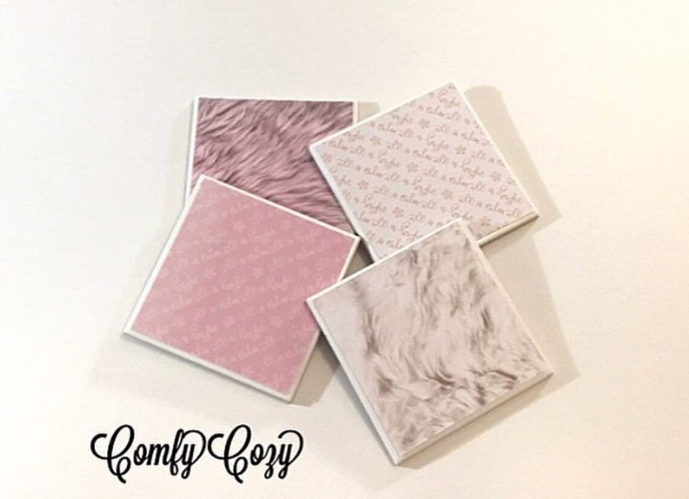 Fluffy Shag & “All Is Calm” Christmas Coasters