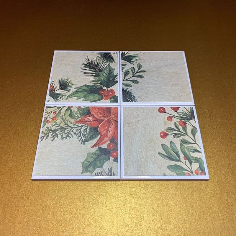 Music Notes & Holly Christmas Coasters