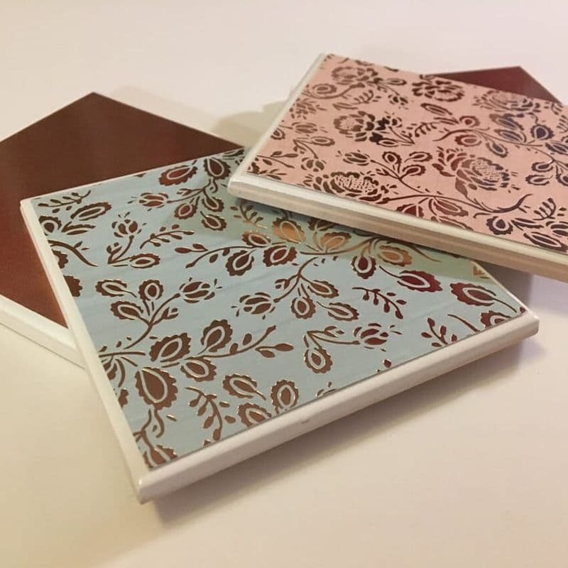 Rose Gold Floral Coasters