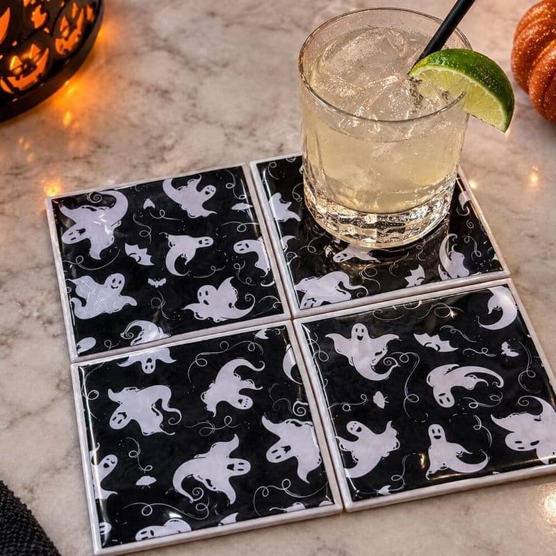 Ghost, Bat & Black Cat Coasters