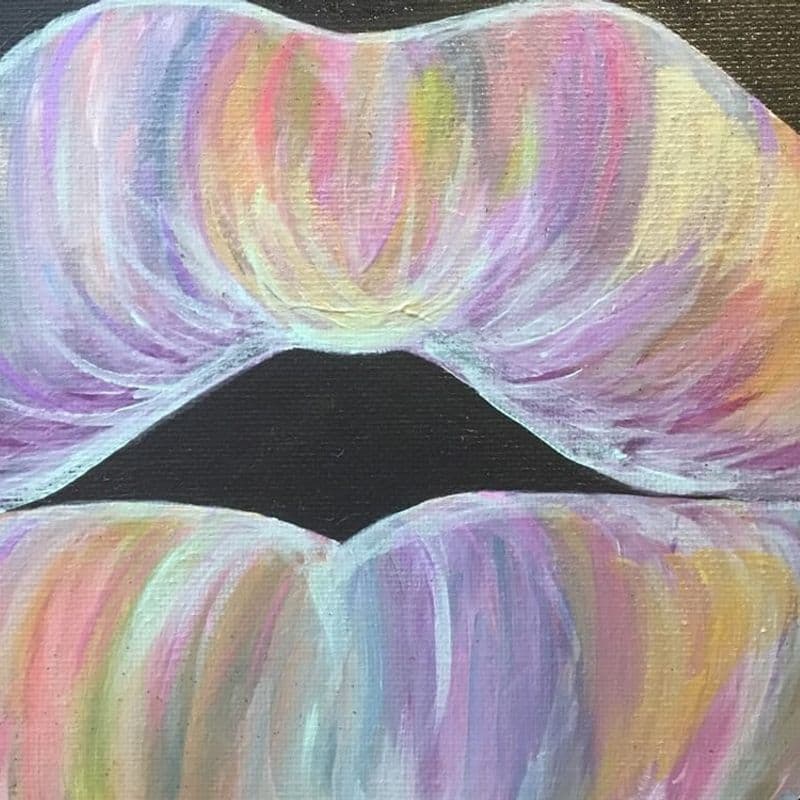 Pink Dripping Lips Painting
