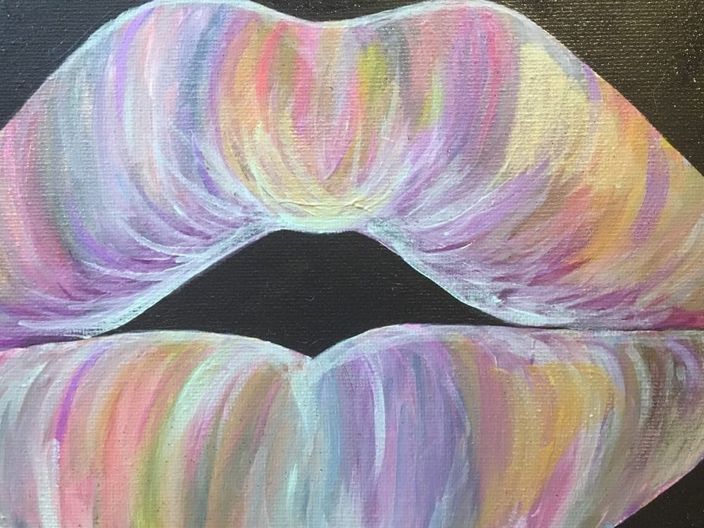 Pink Dripping Lips Painting
