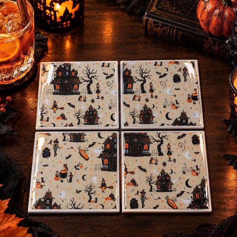 Witch & Haunted House Coasters