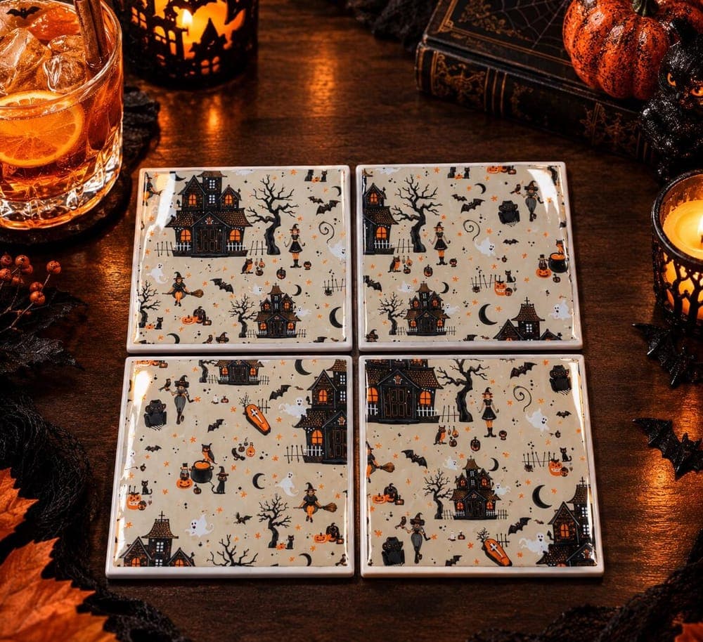 Witch & Haunted House Coasters