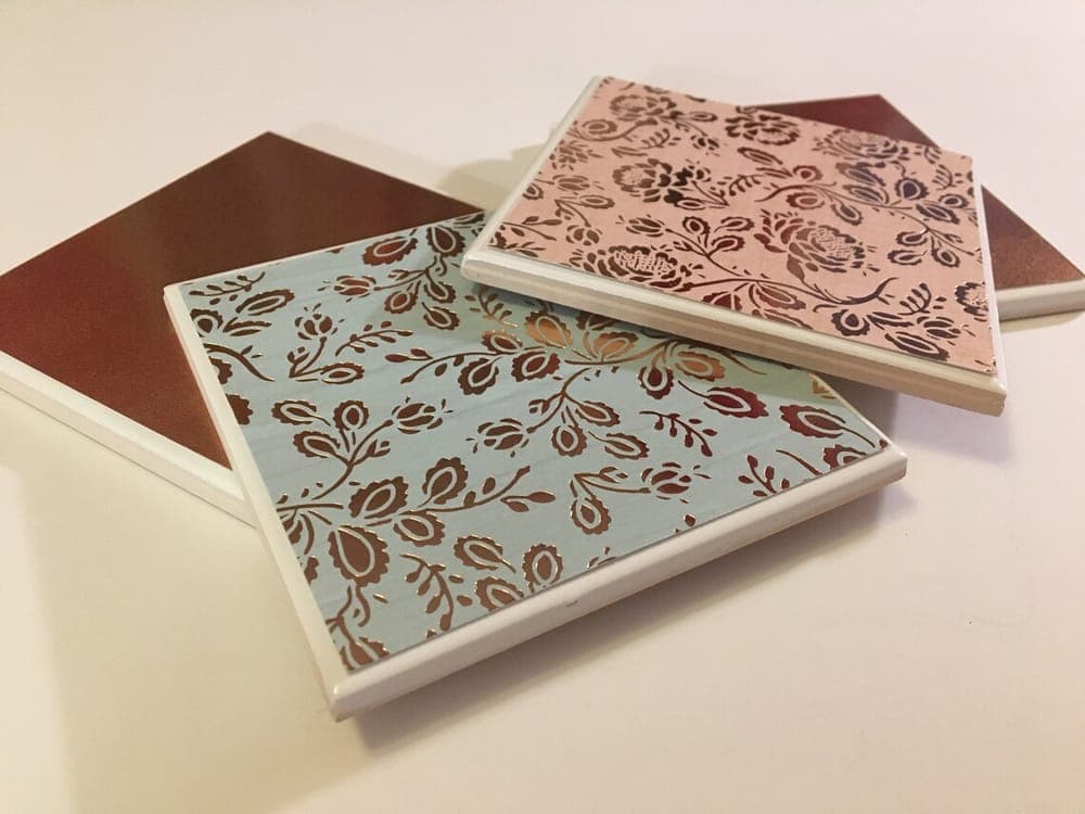 Rose Gold Floral Coasters