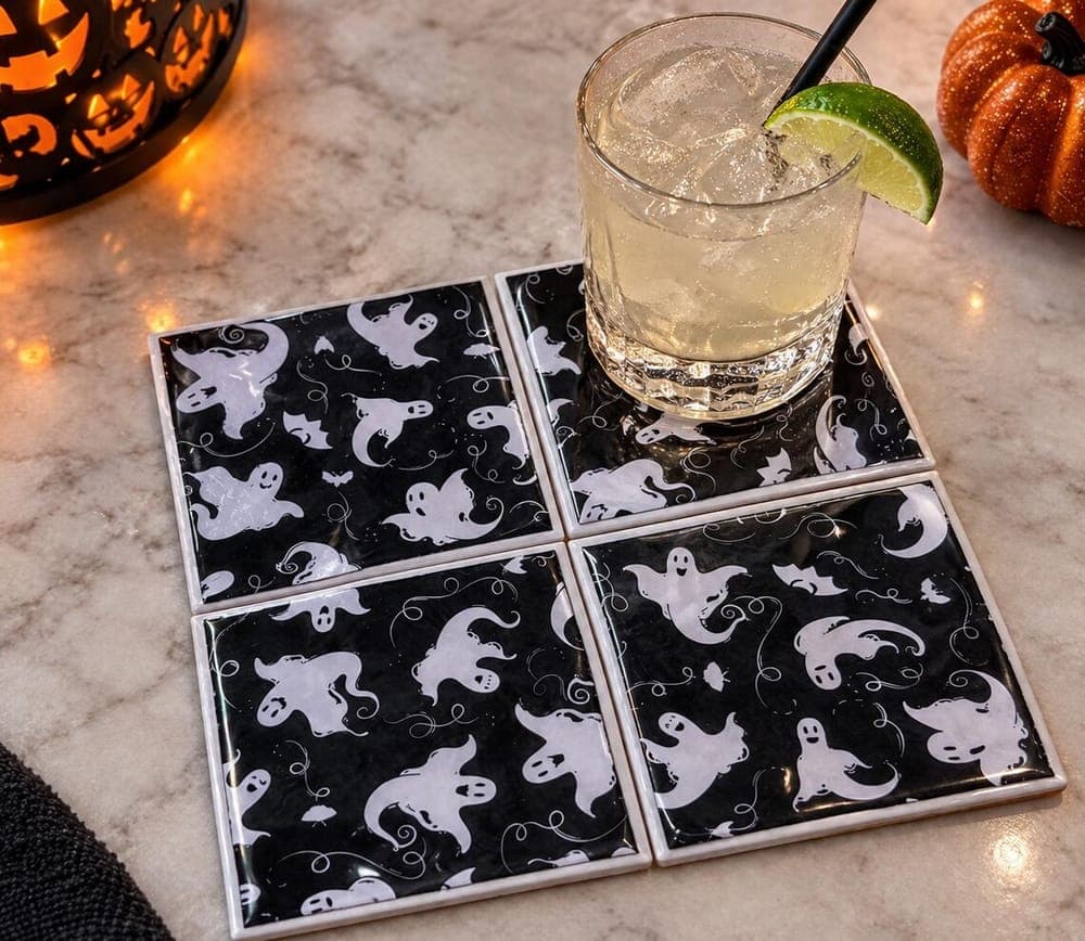Ghost, Bat & Black Cat Coasters